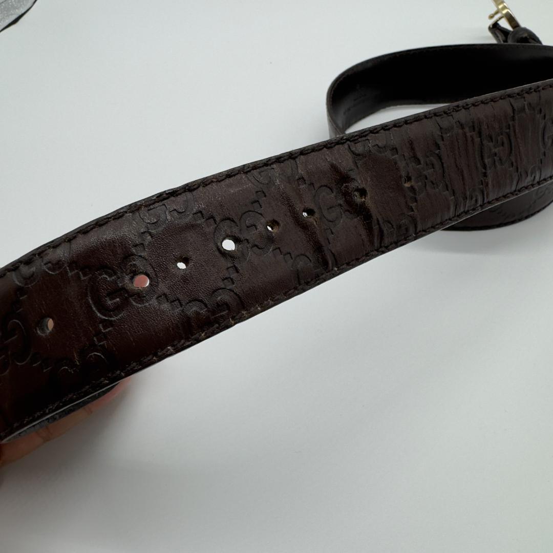 Gucci グッチ　インターロッキング　 グッチシマ　ブラウンレザーベルト