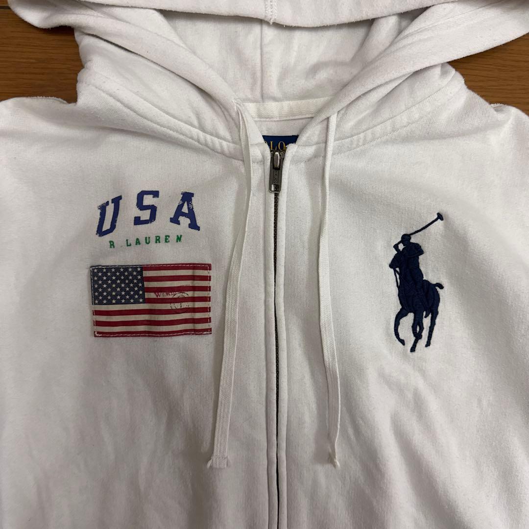 Polo Ralph Lauren ホワイト フルジップパーカー ビッグポニー