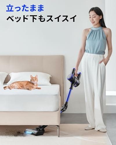 A掃除機 コードレス【腰痛ゼロ設計】50000Pa超強力吸引+50分連続稼働 着
