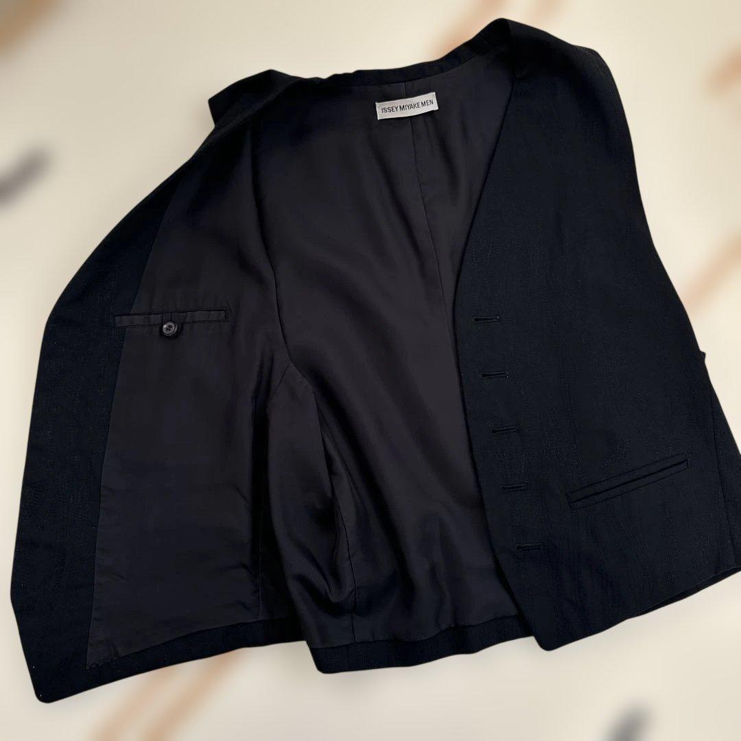 イッセイミヤケ Issey Miyake Men ウール 刺繍 ベスト L 黒
