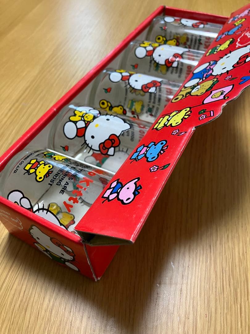 昭和レトロ1989年サンリオ ハローキティのグラスセット 未使用当時物希少