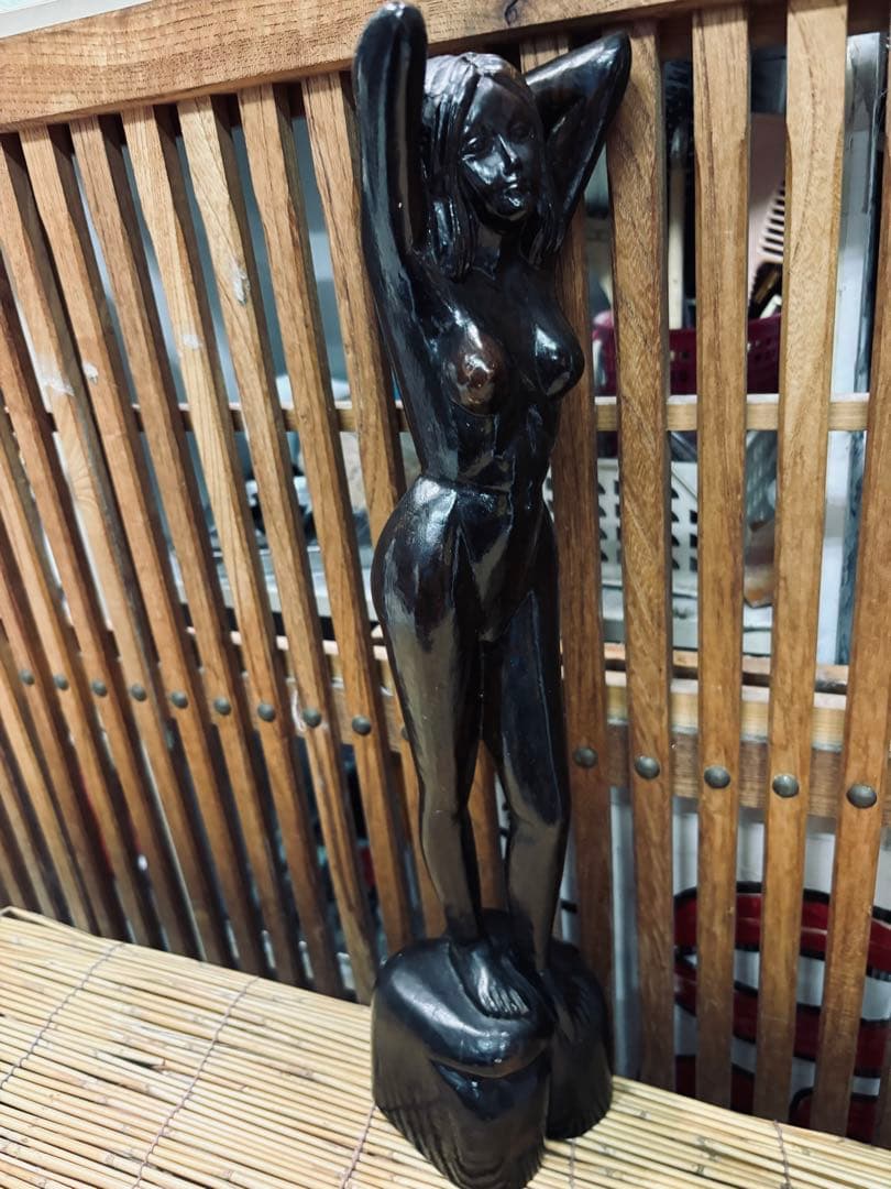 濱充司 黒檀！ 黒色 木製 ヌード彫刻 約3９cm 激安大安売り