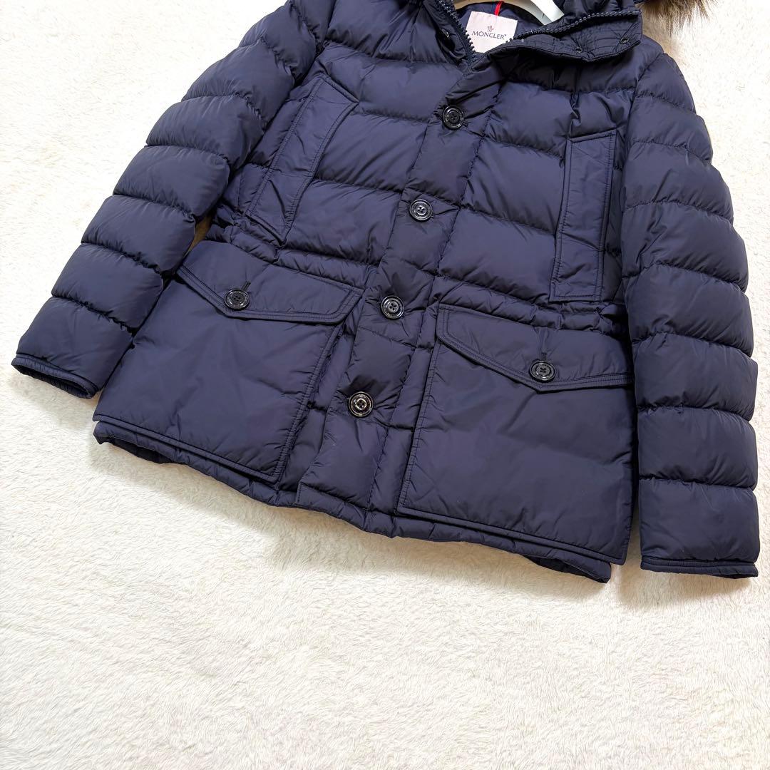 【美品】モンクレール クルーニー ダウンジャケット リアルファー ネイビー 3