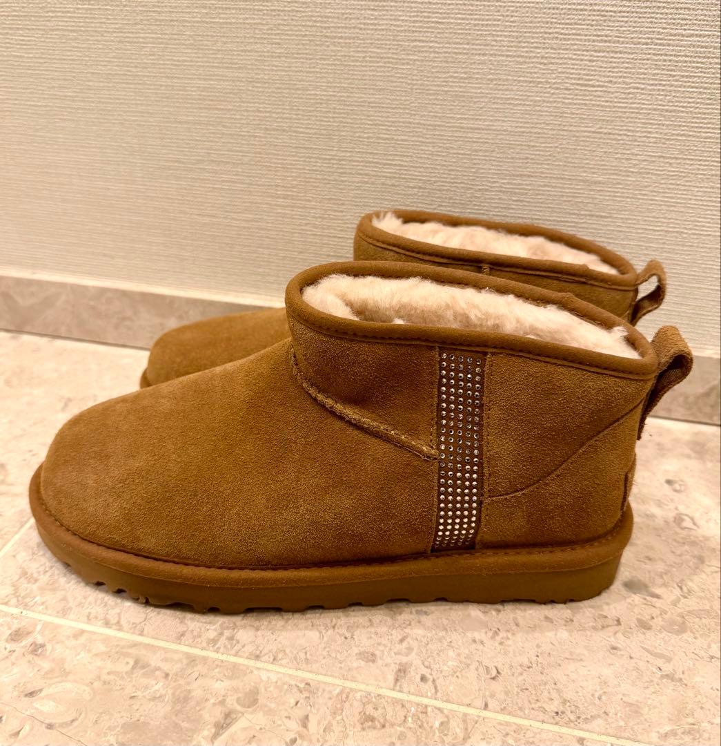 【美品】UGG アグ　クラシックウルトラミニ スエードムートン ショートブーツ