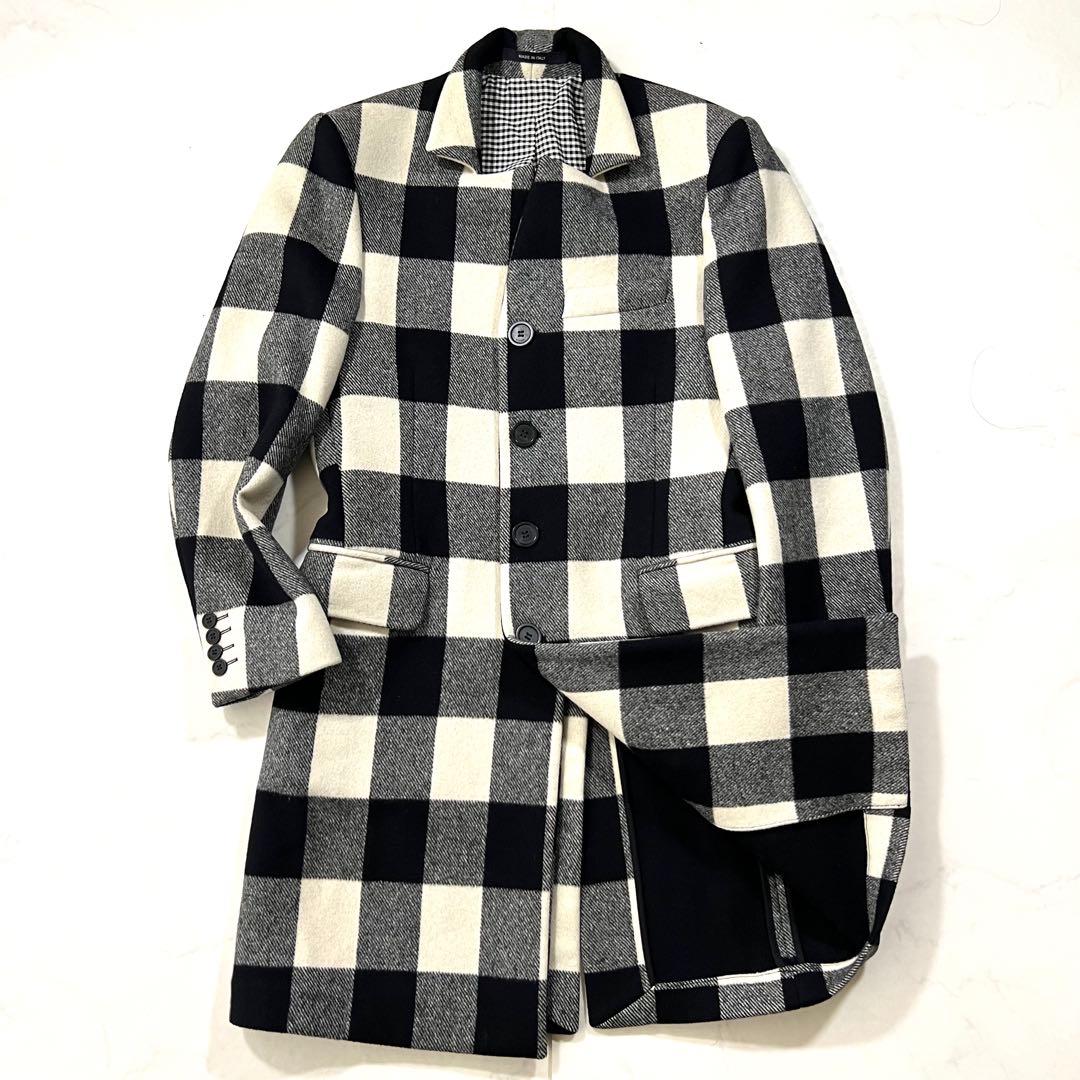 ジバンシー スタンドカラー ロングコード チェック ウール 44