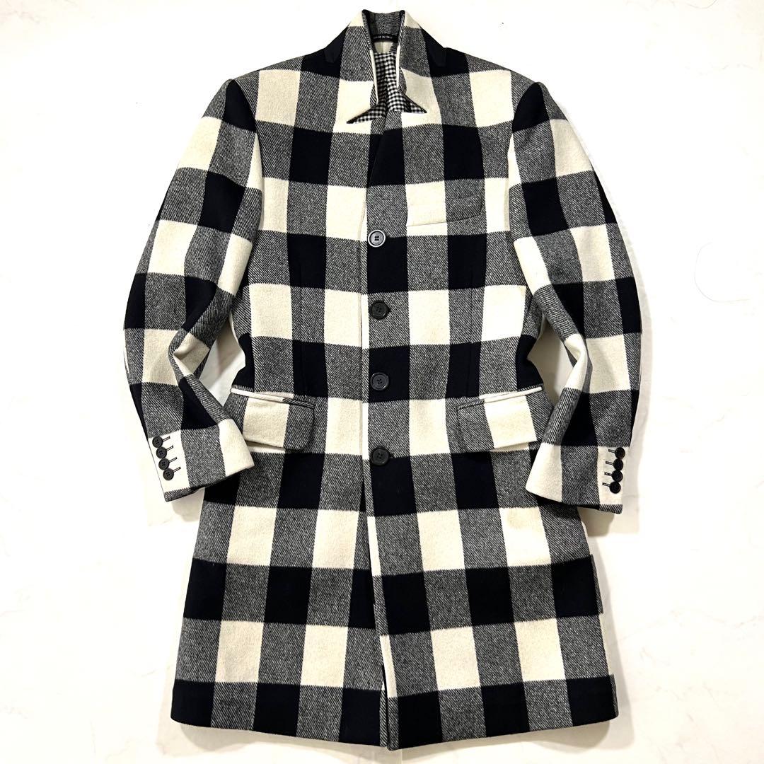 ジバンシー スタンドカラー ロングコード チェック ウール 44