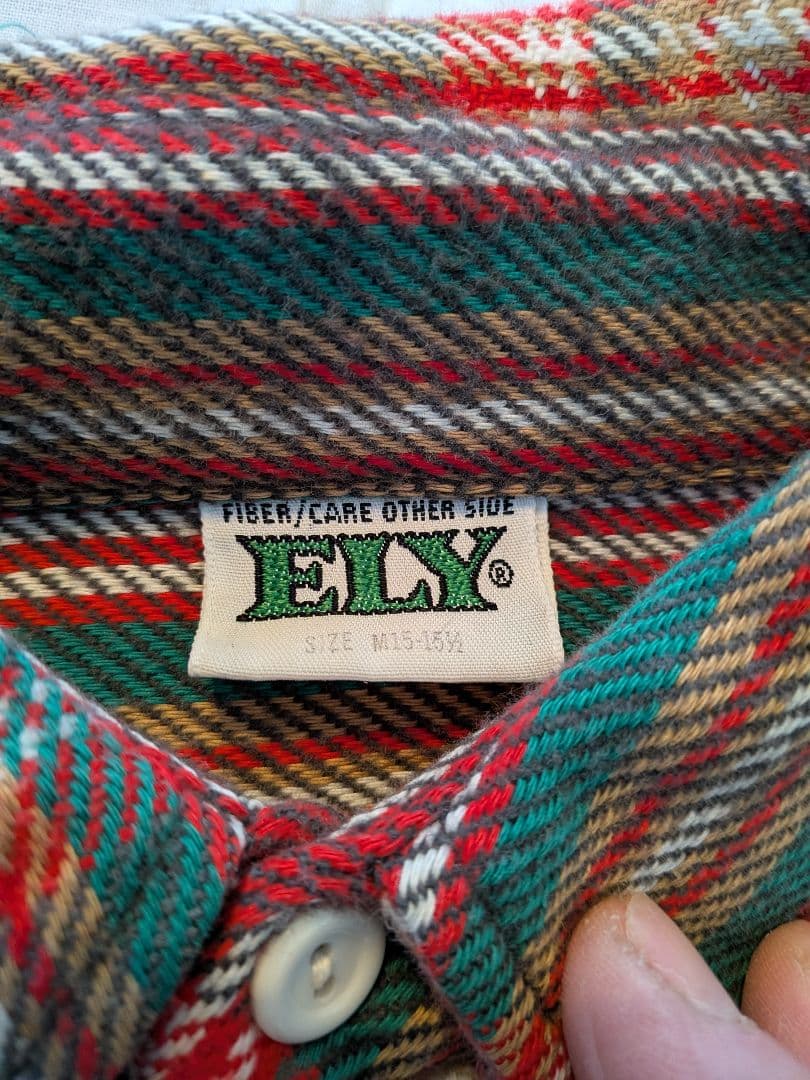 60〜７０年代　ELY 黒ベース　ビンテージネルシャツ