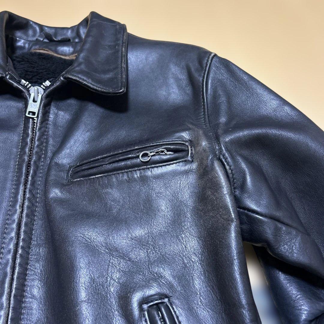 Schott ブラック シングルライダースジャケット38 ライナー付　642