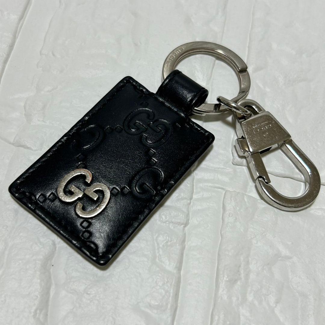 グッチ GUCCI シマ GG キーホルダー キーリング ブラック 黒