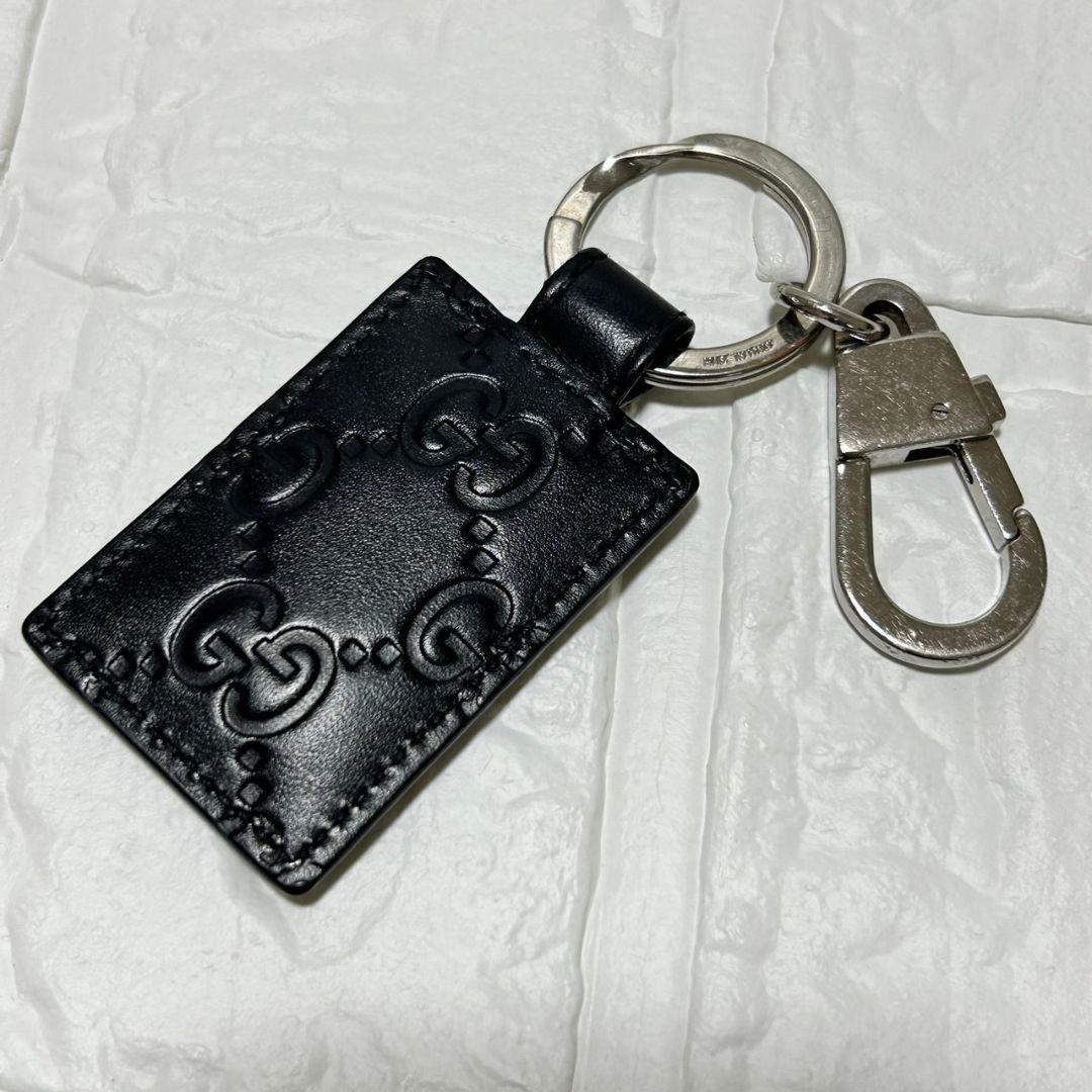 グッチ GUCCI シマ GG キーホルダー キーリング ブラック 黒