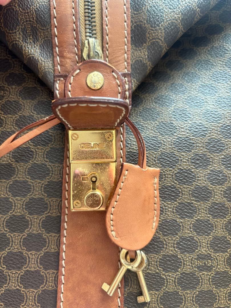 CELINE 超美品　ＰＶＣボストンバッグ ブラウンレザーお値段値下げしました