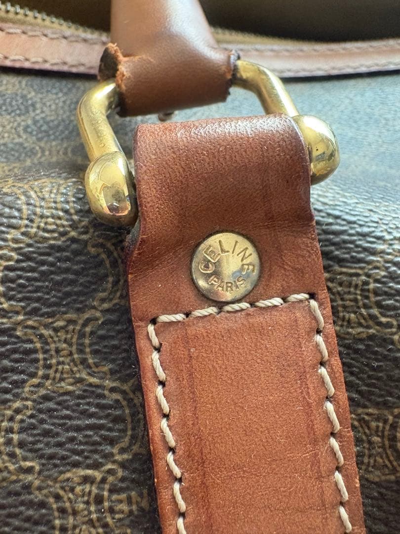 CELINE 超美品　ＰＶＣボストンバッグ ブラウンレザーお値段値下げしました