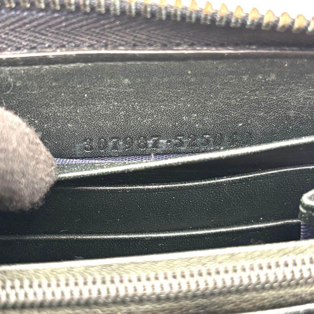 グッチ 長財布 GG マイクロシマ ラウンドファスナー グリーン エナメル