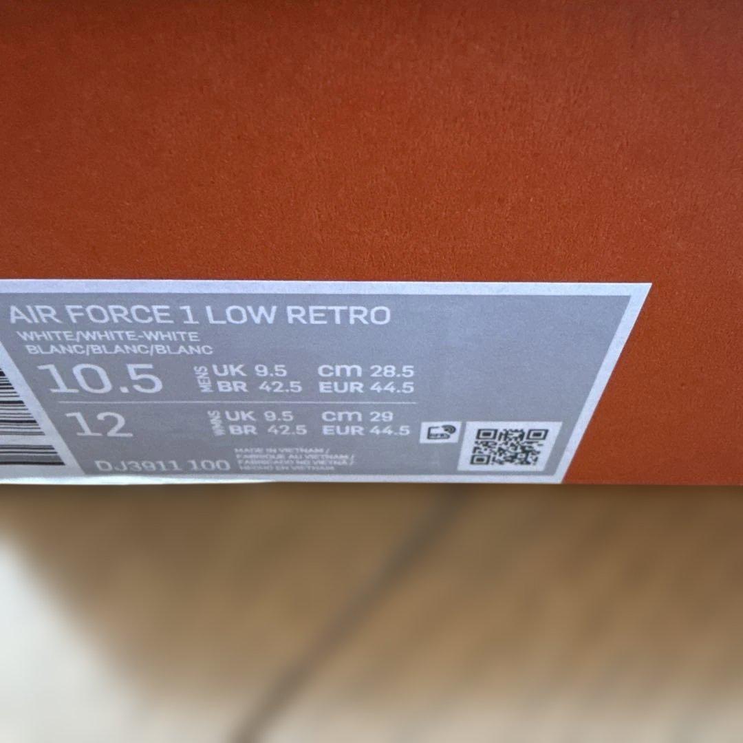 Nike Air Force 1 LOW RETROホワイト 10.5