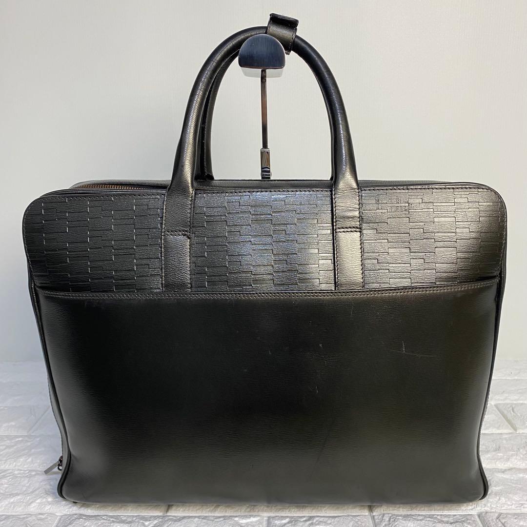 モンブラン　ビジネスバッグ　オールレザー　ロゴ　ダークグレー　MB09296