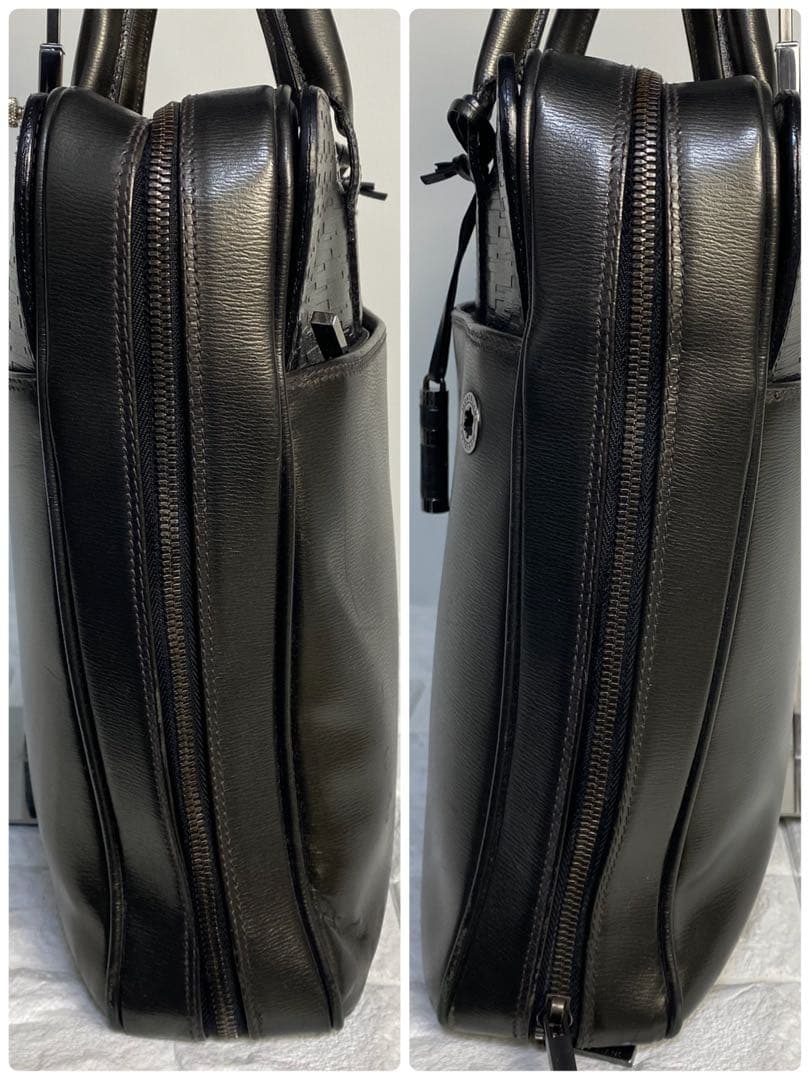 モンブラン　ビジネスバッグ　オールレザー　ロゴ　ダークグレー　MB09296