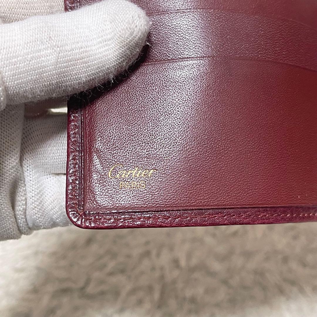 カルティエ　マネークリップ　フラグメントケース　カード収納　レザー　ボルドー
