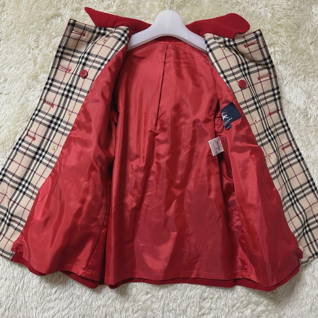 バーバリーロンドン　ウールコート　金ボタン　赤　100A