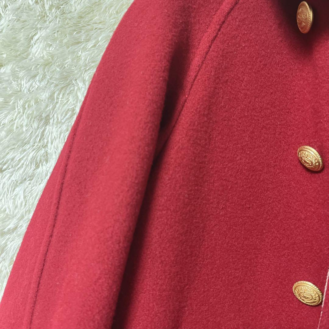 バーバリーロンドン　ウールコート　金ボタン　赤　100A