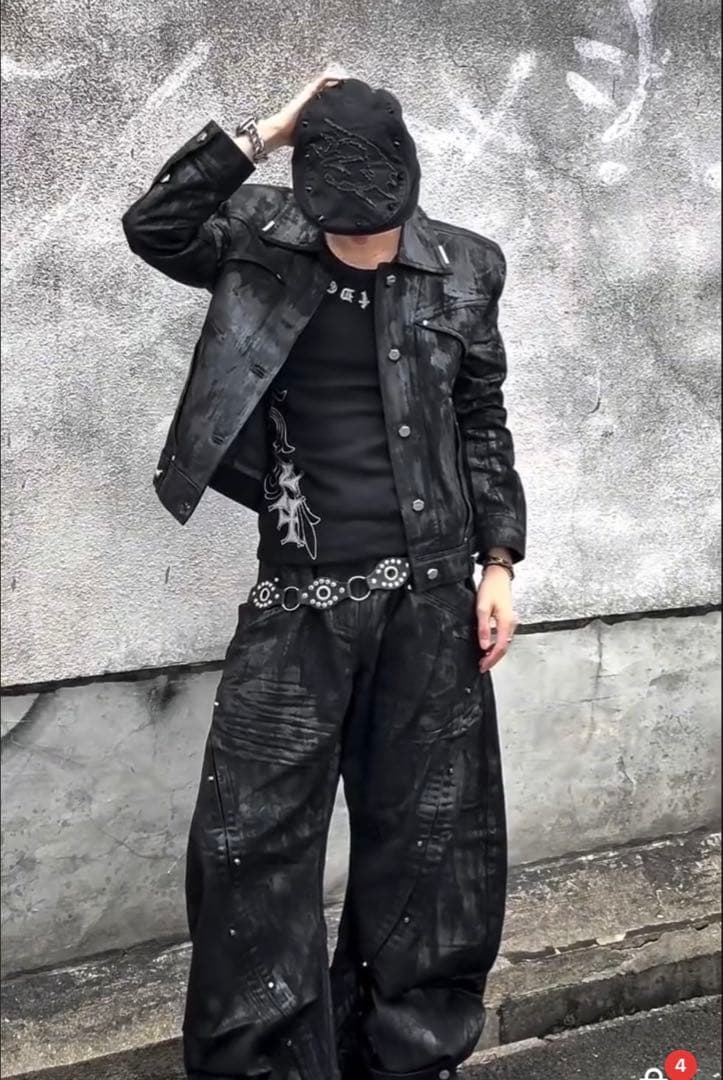 RICHブラックレザージャケット