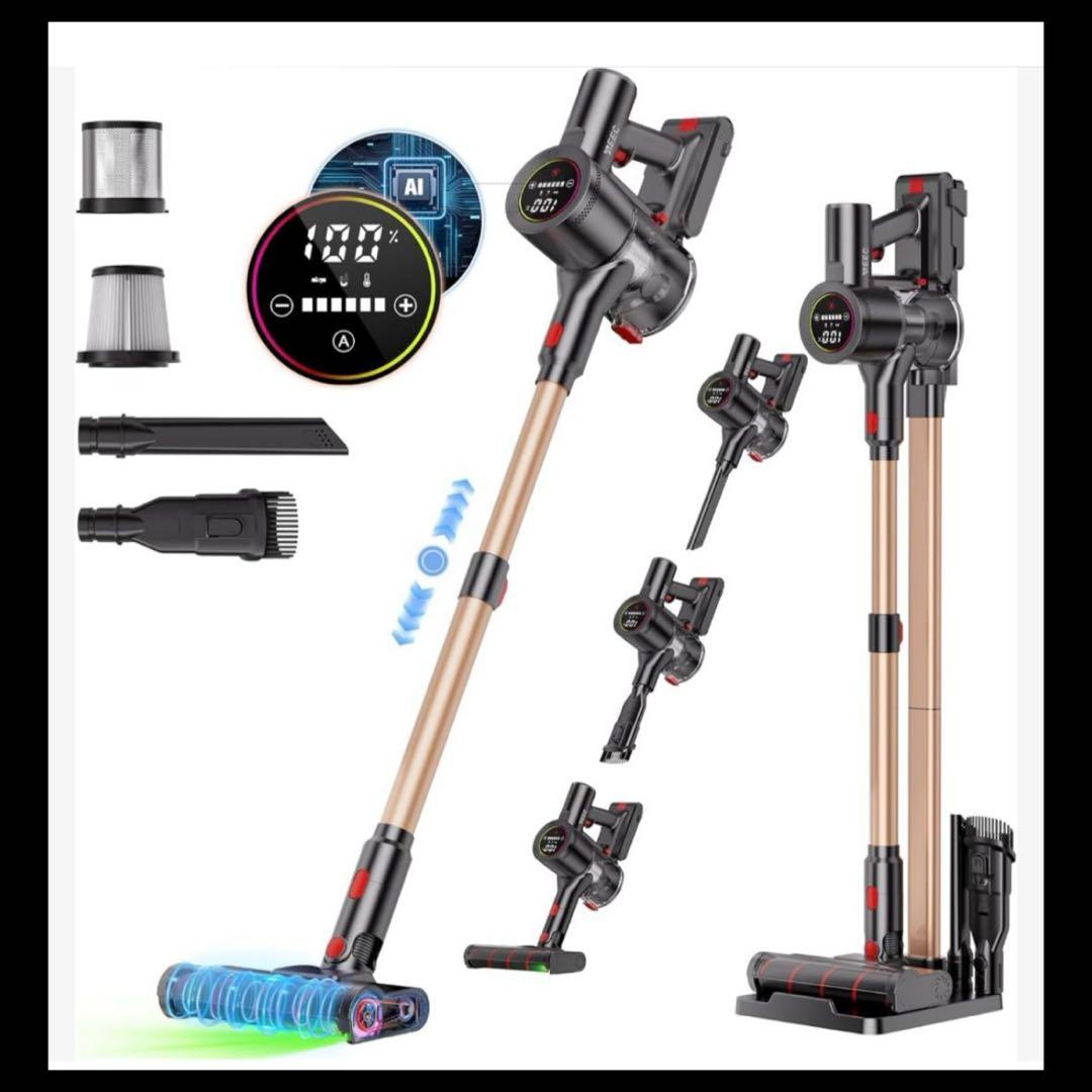 コードレス掃除機80Kpa超強力吸引AI搭載 自走式LEDパネル搭載