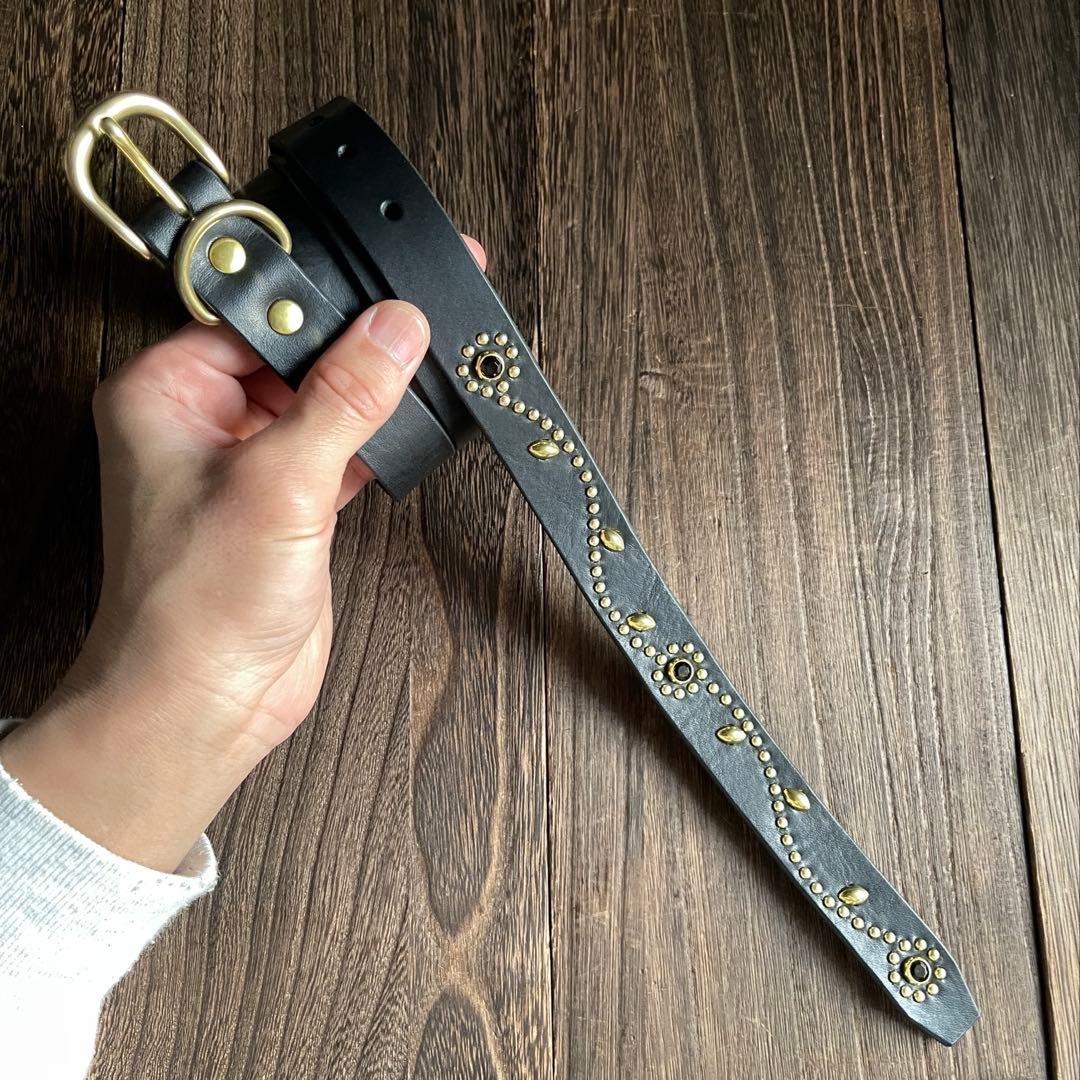 オーダー品スタッズナローロングベルト24㎜　 真鍮　フラワー　HTC CALEE