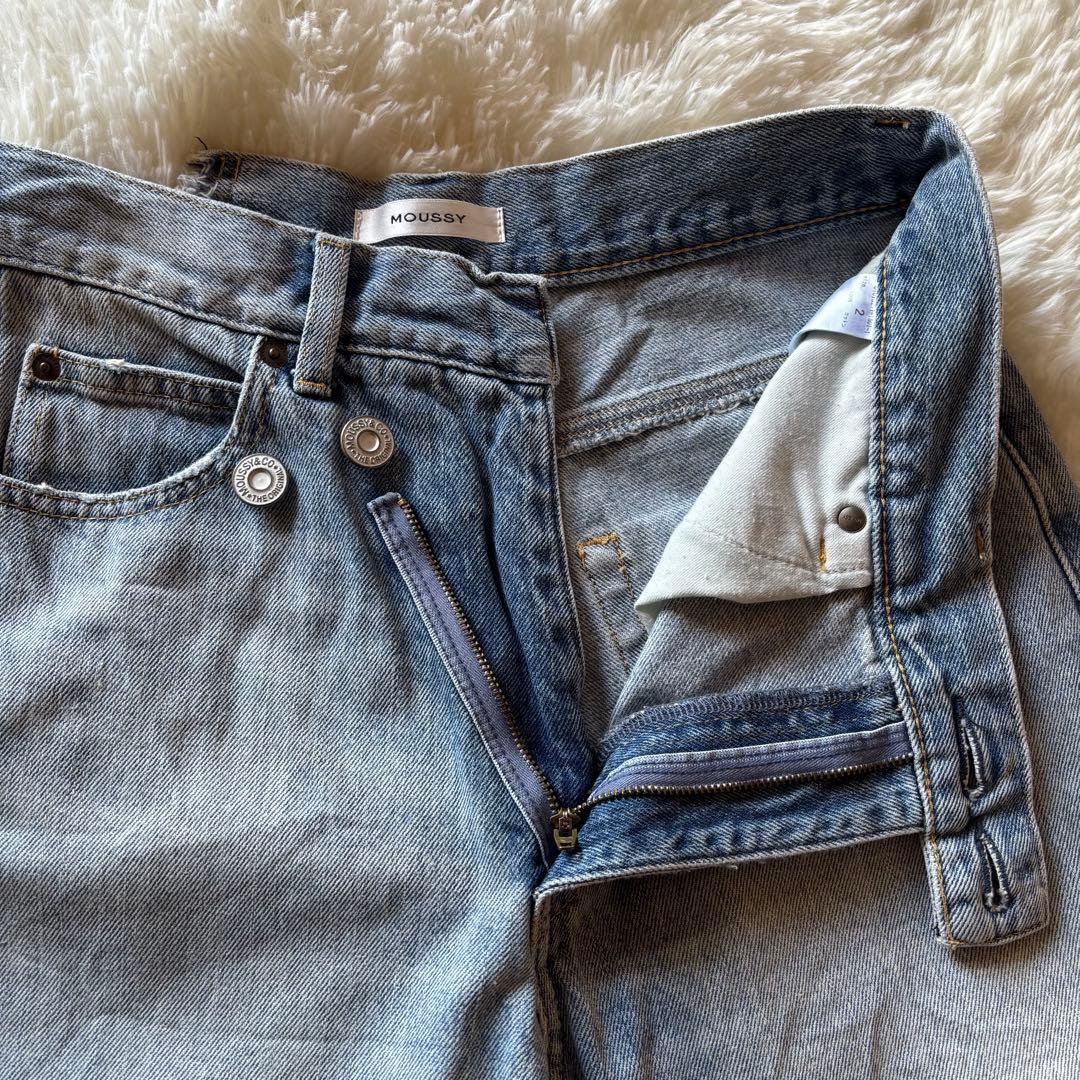 moussy クロスウエストワイドストレートデニム L