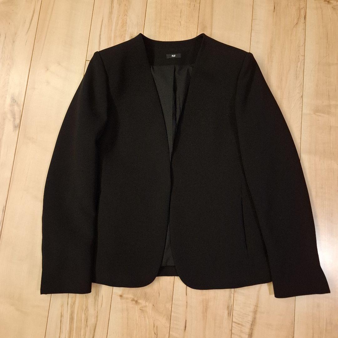 PLST　 ブラック ノーカラーセットアップ　L
