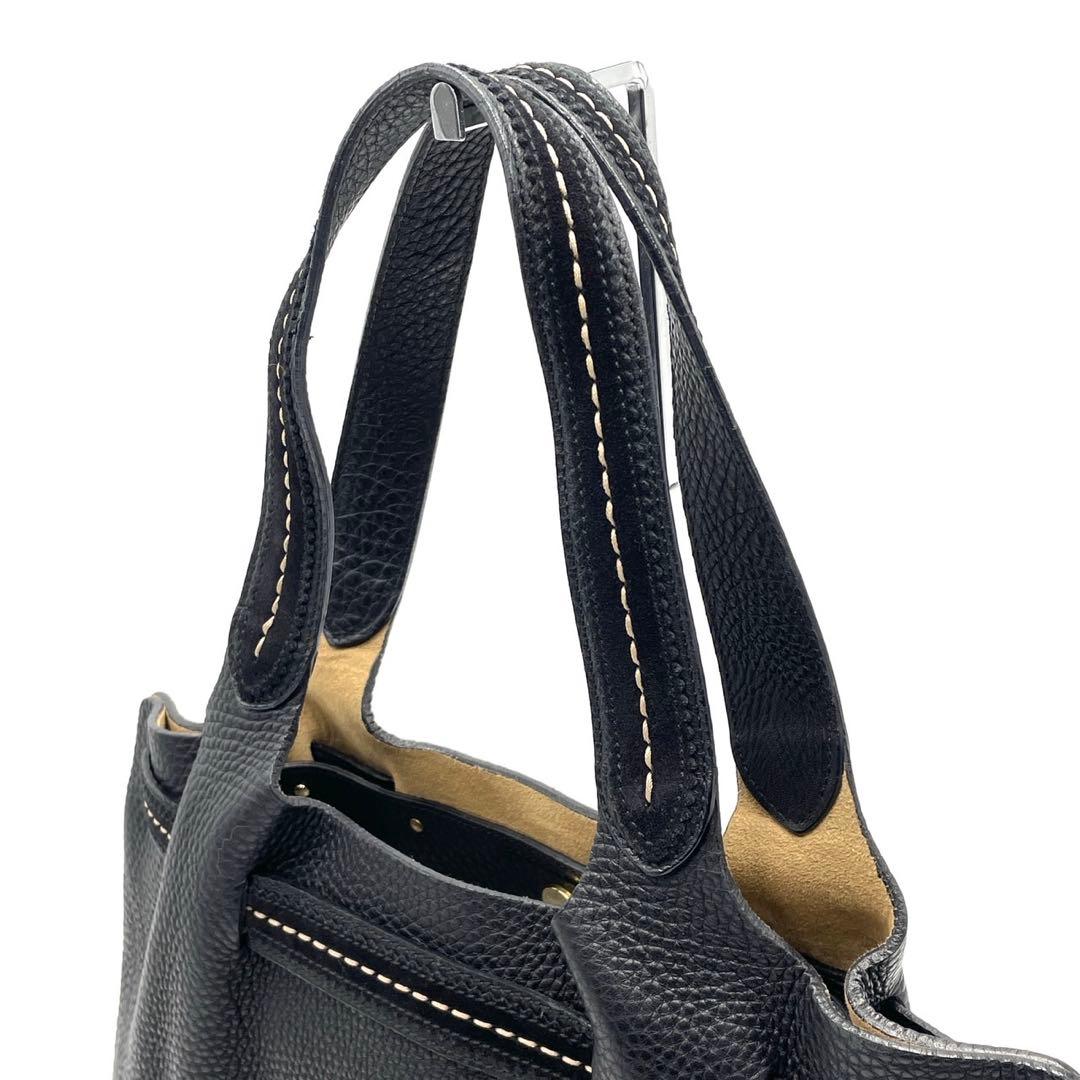 極美品● フェラガモ トートバッグ ハンドバッグ ステッチ ブラック レザー