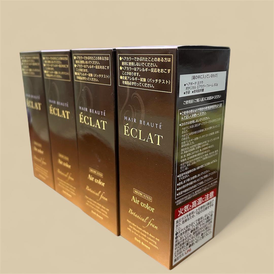 ヘアボーテ　エクラ ボタニカル　エアカラーフォーム ダークブラウン 4本セット