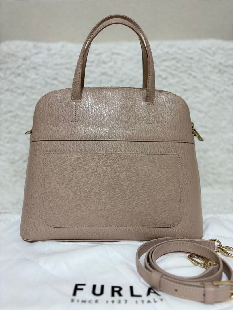 【美品】フルラ　新型パイパー　グレイッシュピンク　ハンドバッグ