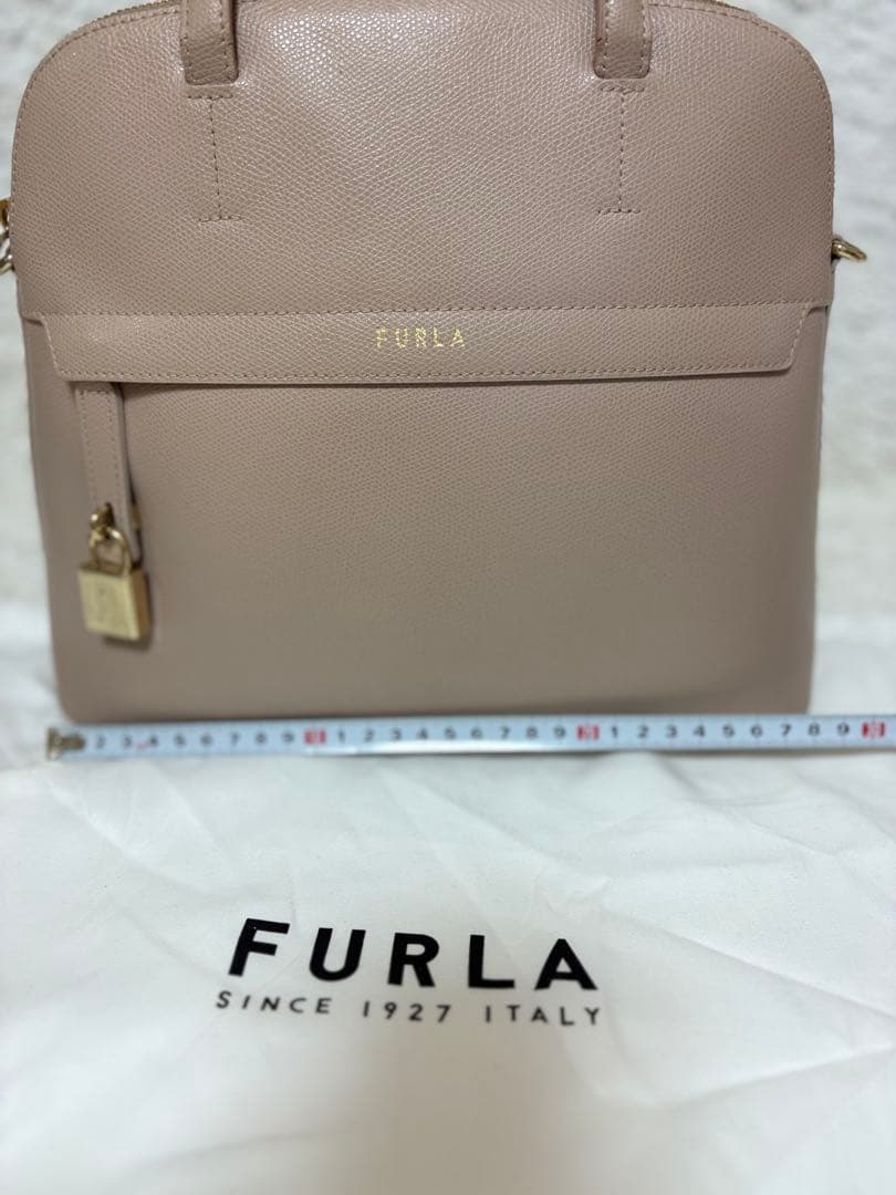 【美品】フルラ　新型パイパー　グレイッシュピンク　ハンドバッグ