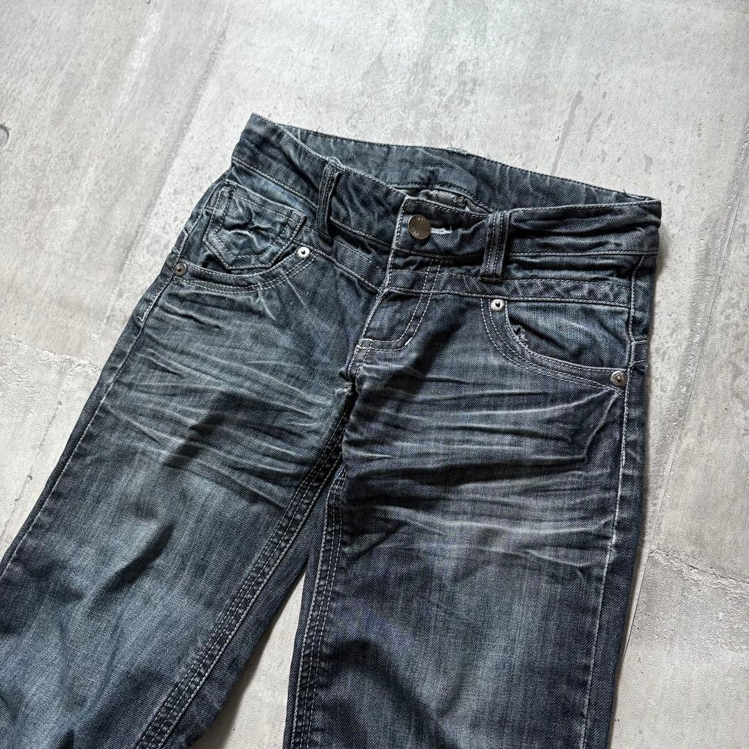 00s archive flare denim pants y2k 鬼髭 裾広