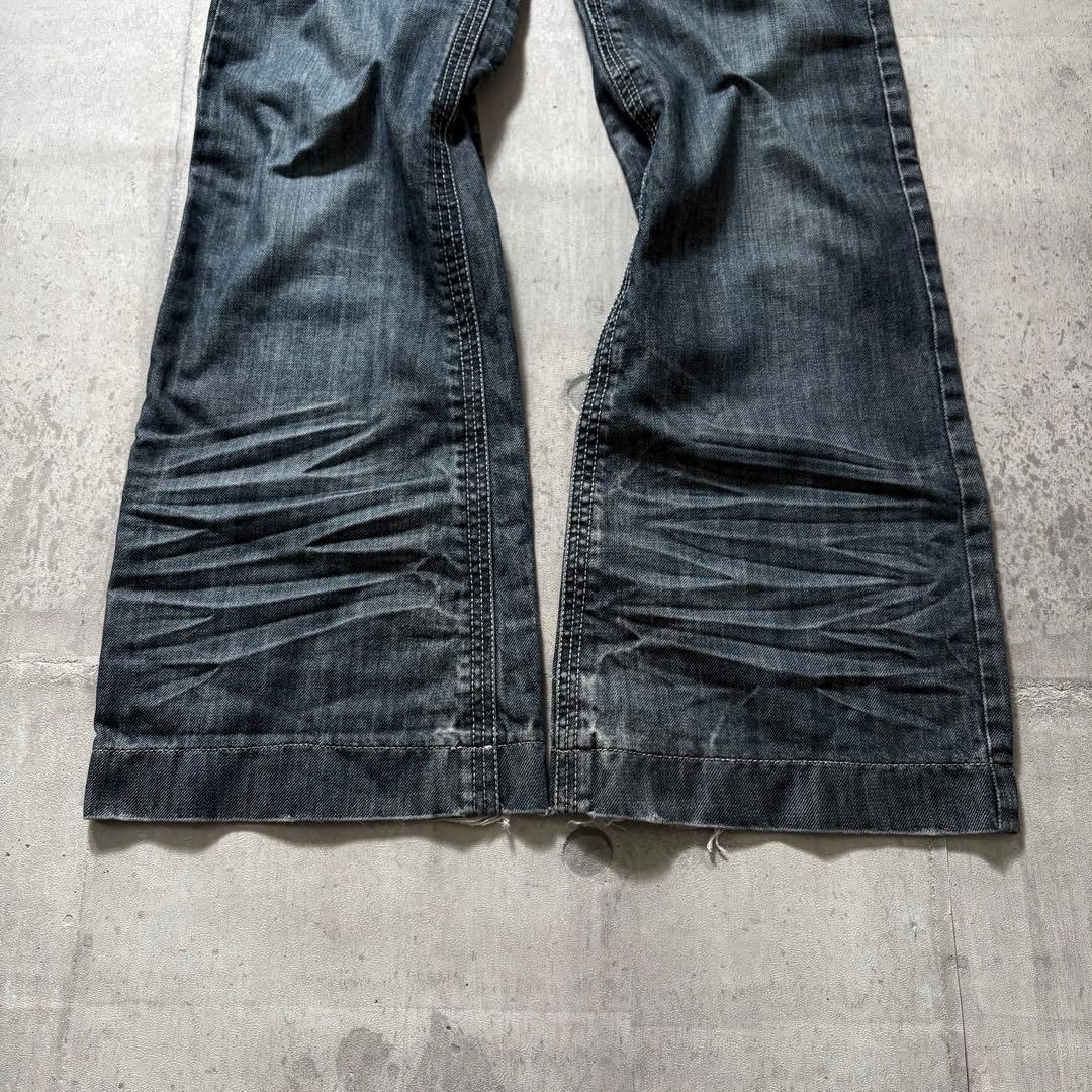 00s archive flare denim pants y2k 鬼髭 裾広
