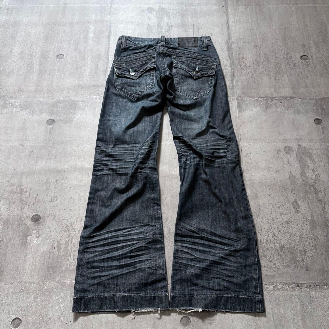 00s archive flare denim pants y2k 鬼髭 裾広