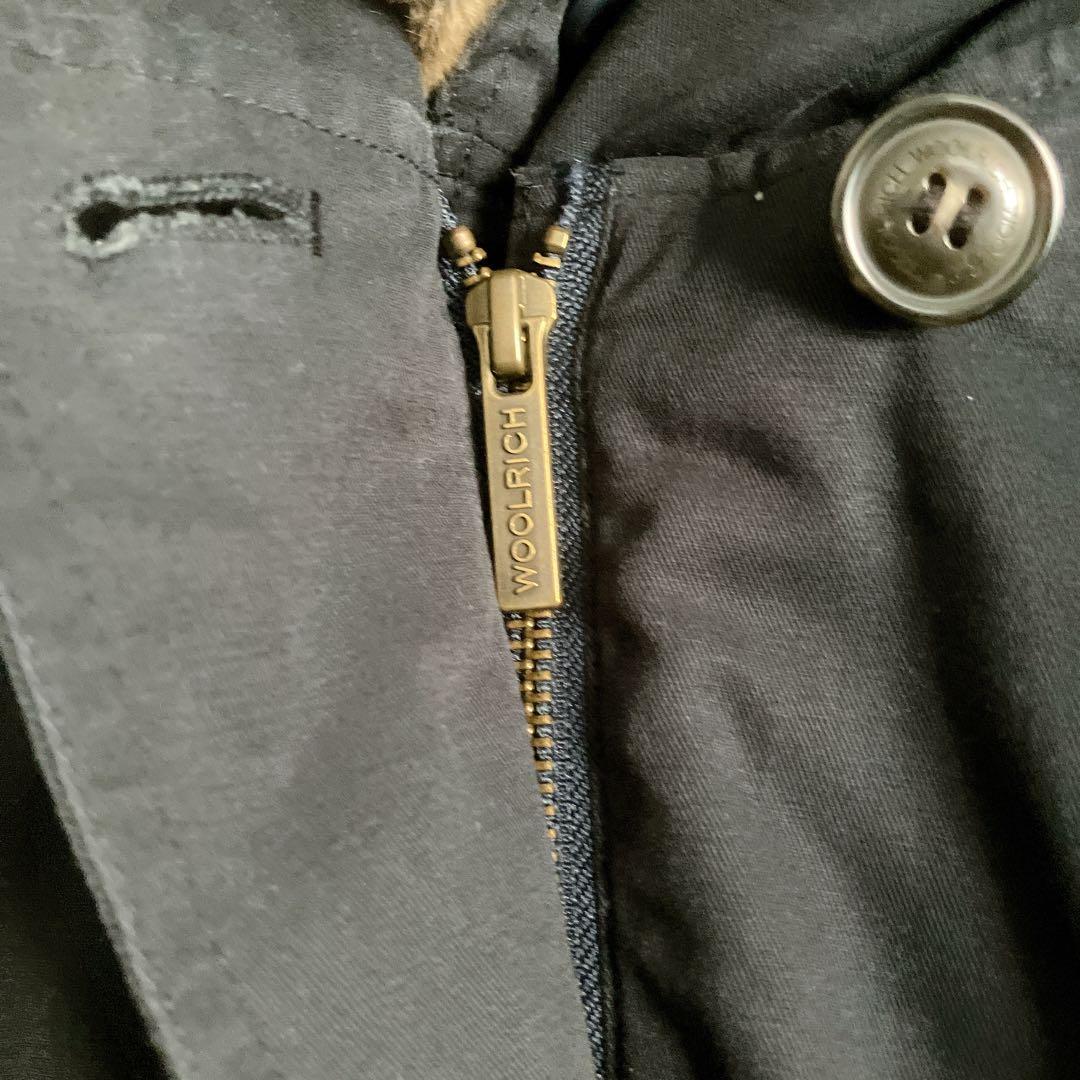 WOOLRICH 紺ネイビーラビットファー中綿ライナーモッズコート正規品XS