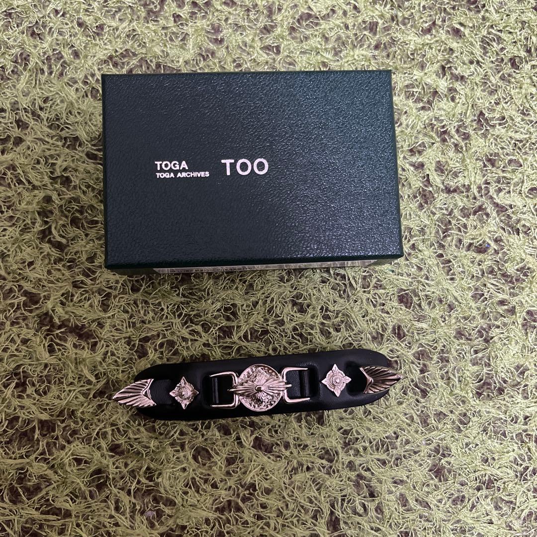TOGA ブラック ヘアバレッタ　l leather barrette