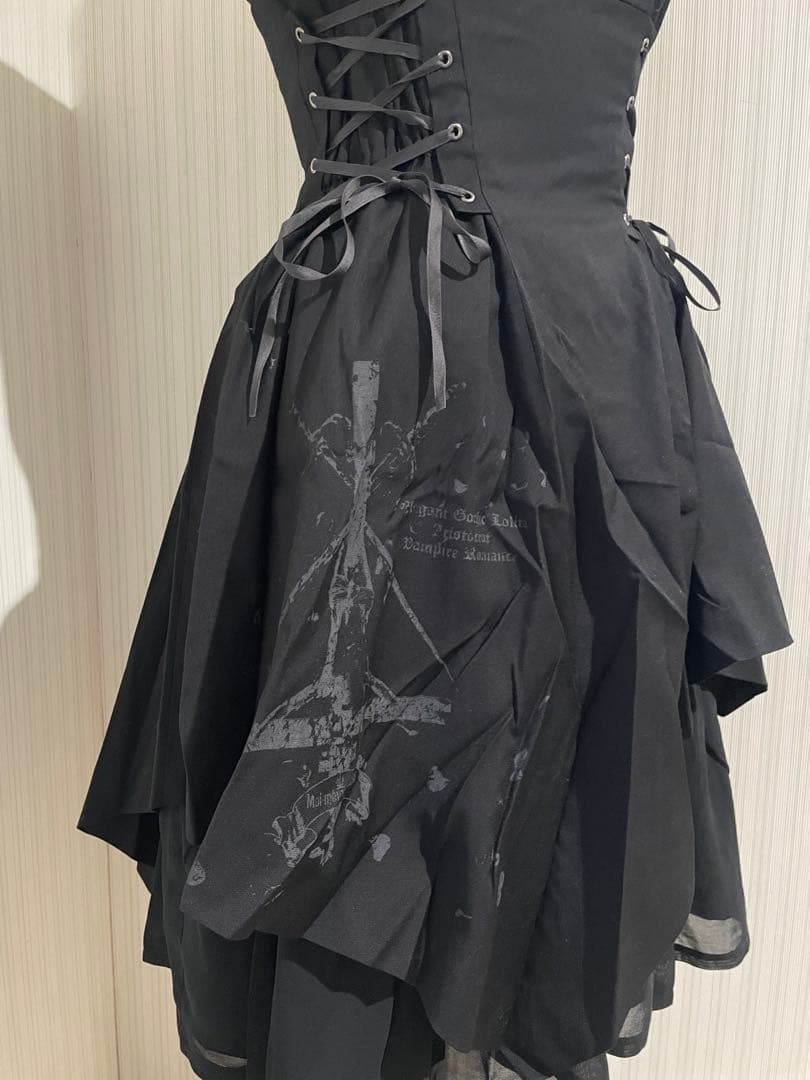 モワメームモワティエ　フォールクロスプリントロングジャンパースカート　新品