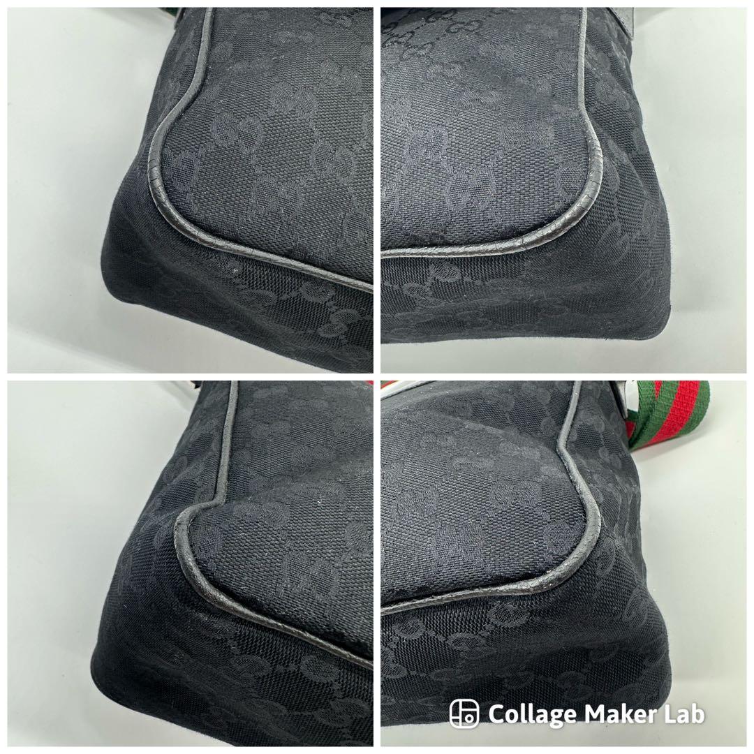 【美品】GUCCI ショルダーバッグ シェリーライン GG キャンバス 黒
