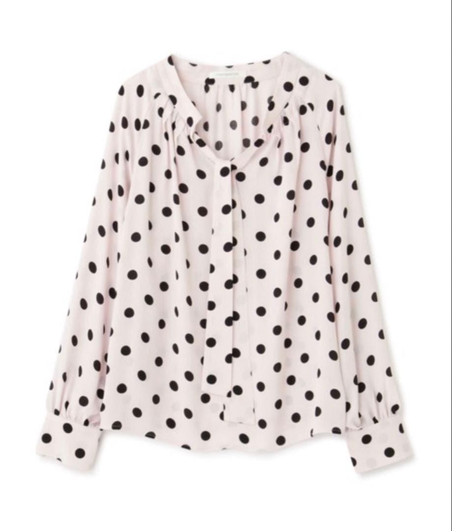 ピンキーアンドダイアン ドットプリントギャザーブラウス 38