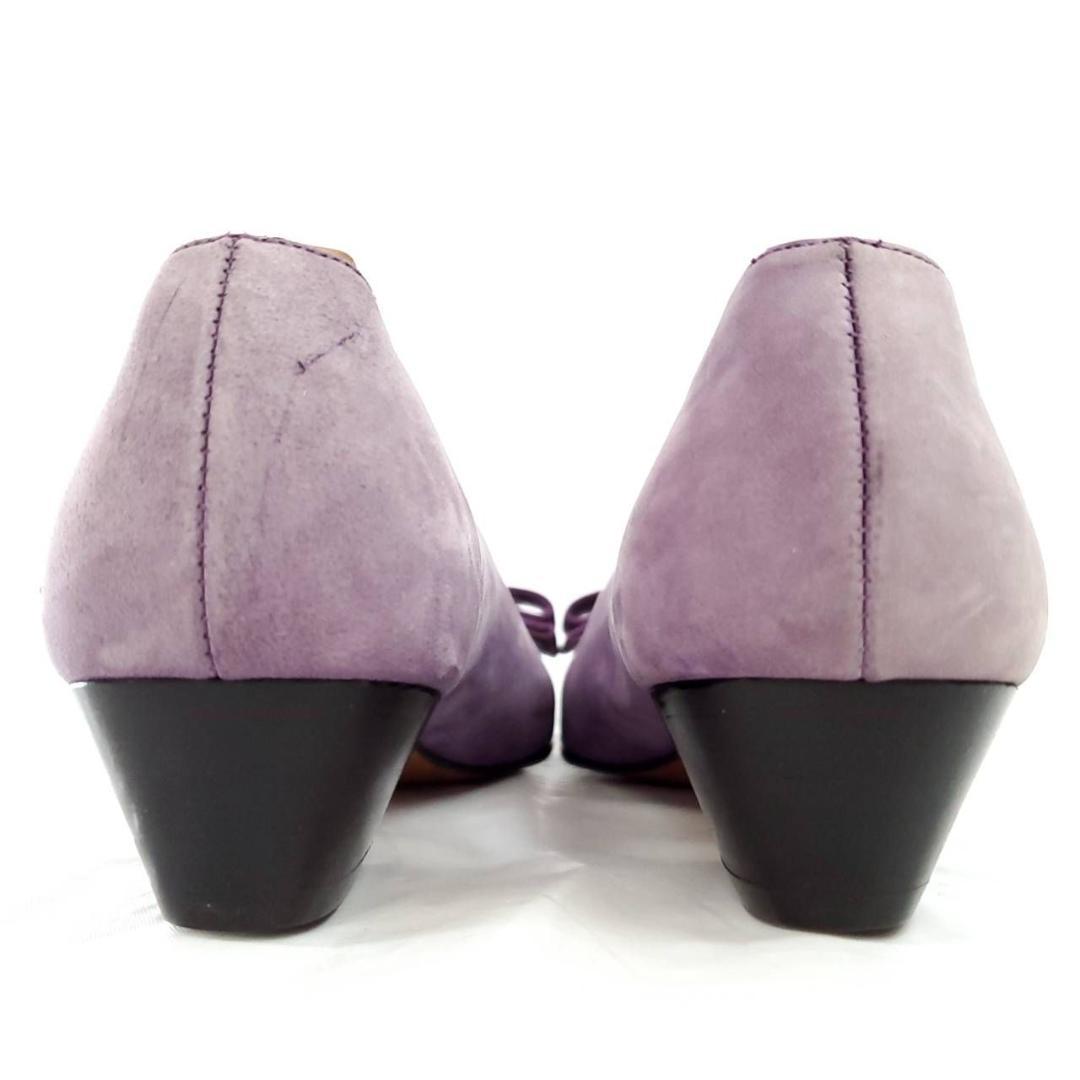 サルヴァトーレフェラガモ　新品　ヴァラ　リボン　スエード　パープル　US5.5