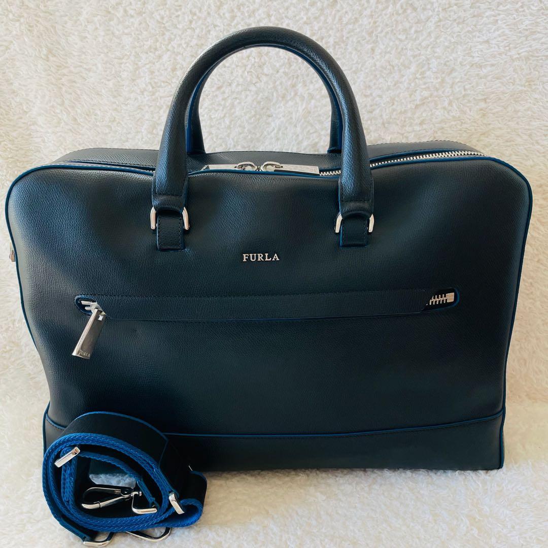 【美品】FURLA ビジネスバッグ ショルダーバッグ 2way 黒 肩掛け