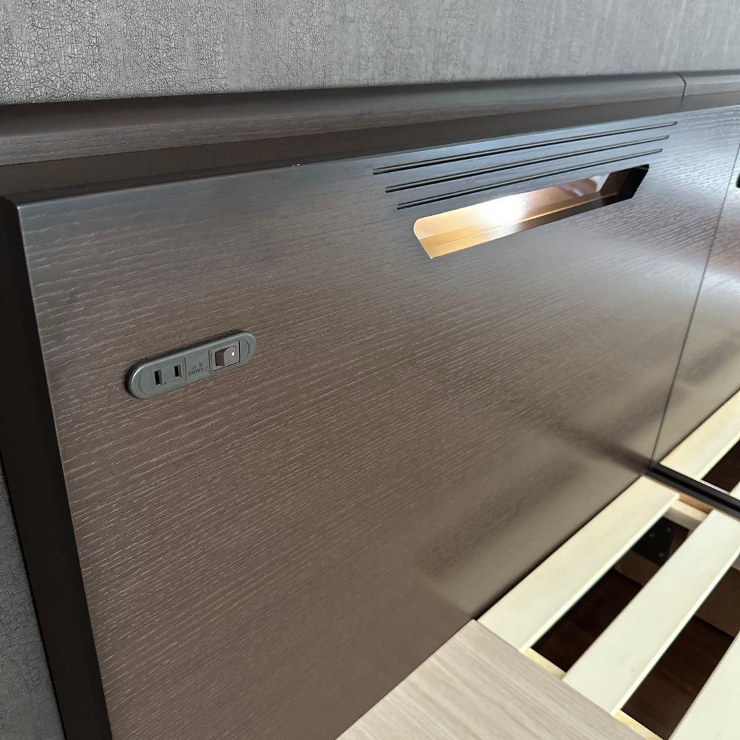 フランスベッド ベッドフレーム セミダブル+シングル 引出 ライト コンセント