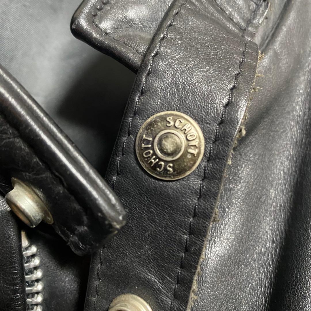 schott ブラック レザー シングルライダースジャケット