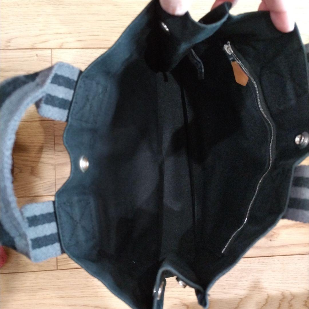 エルメス　キャンバストートバッグ ブラック グレー