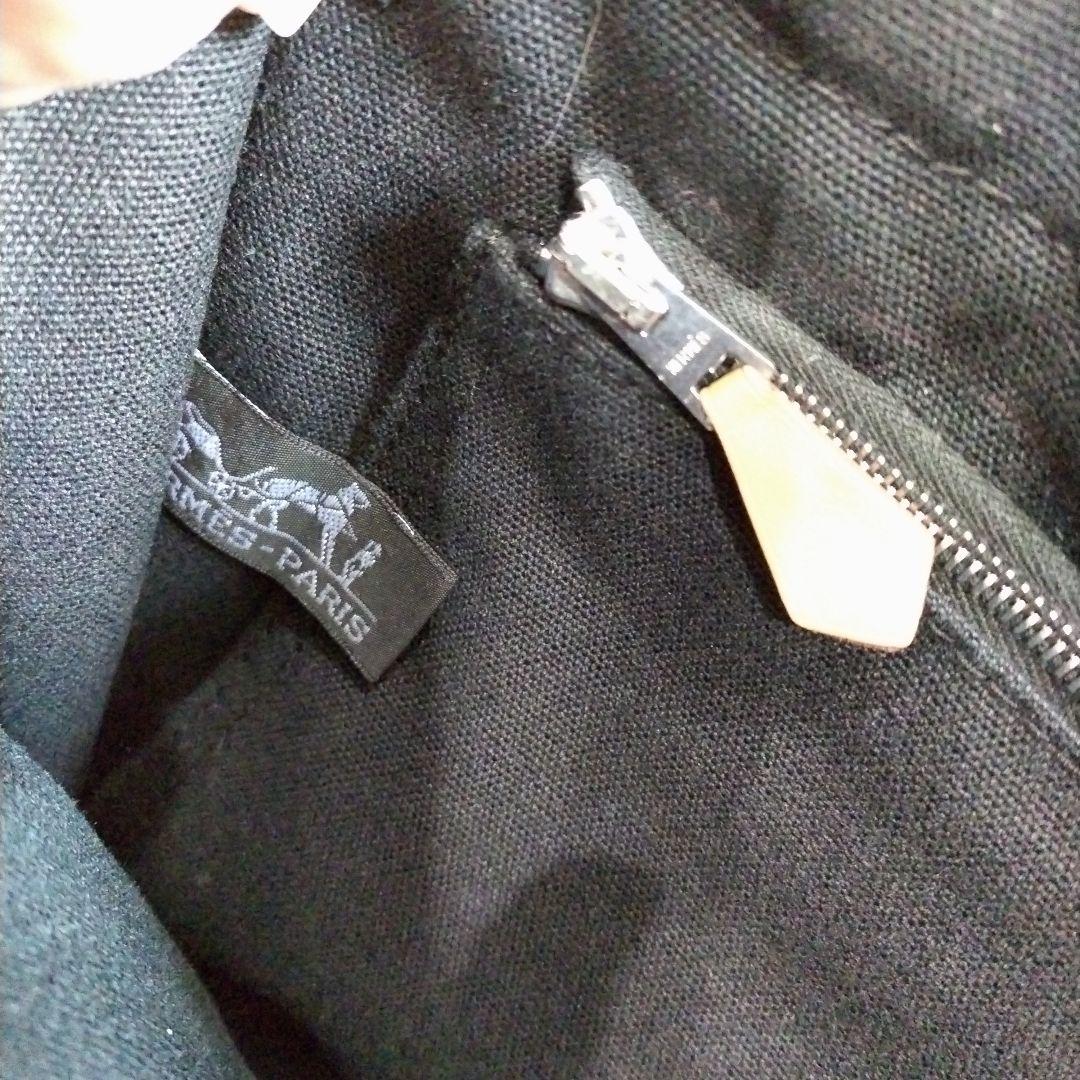 エルメス　キャンバストートバッグ ブラック グレー