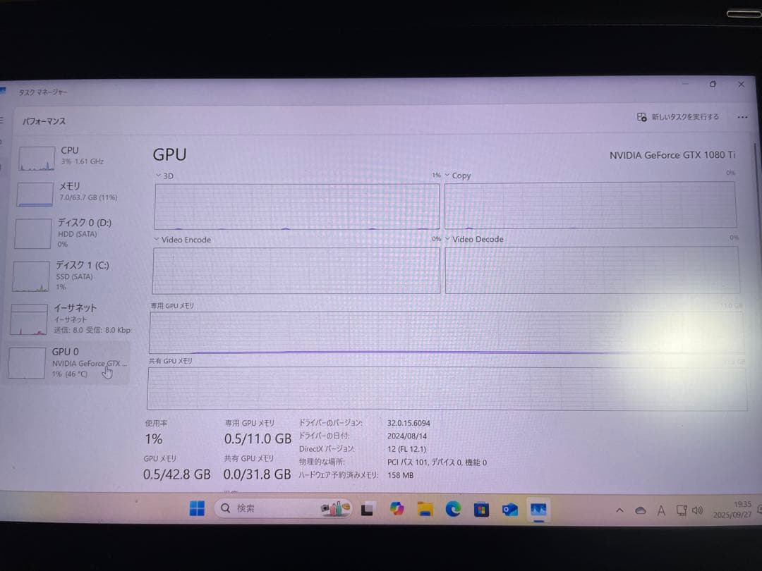 デスクトップPC i7-7800X GTX 1080Ti メモリ64GB 訳あり