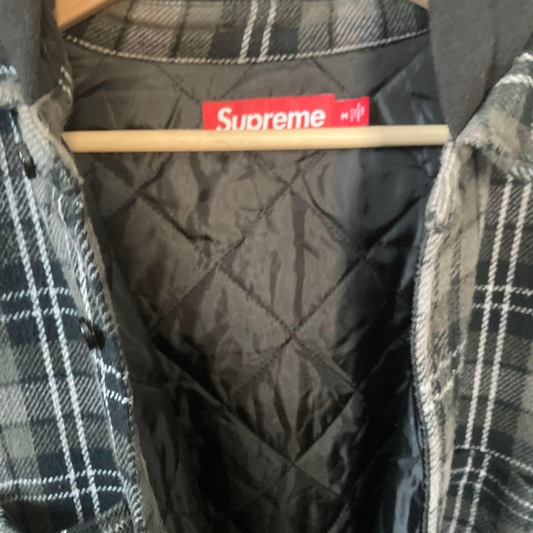 Supreme フード付き　チェック柄ネルシャツ Mサイズ
