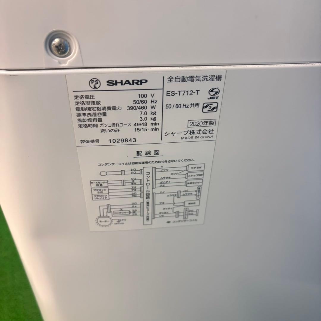 619 SHARP 大容量　洗濯機　7キロ　小型　一人暮らし　同棲使用可能