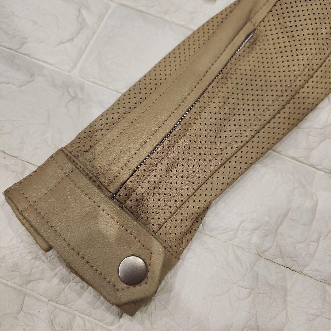 FLASK レザージャケット　ラムレザー　ベージュ　パンチング　原料イタリア産